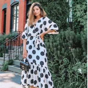 H&M Polka Dots Lyocell Wrap Over White Black Spotted Dress BLOGGERS SOLD OUT